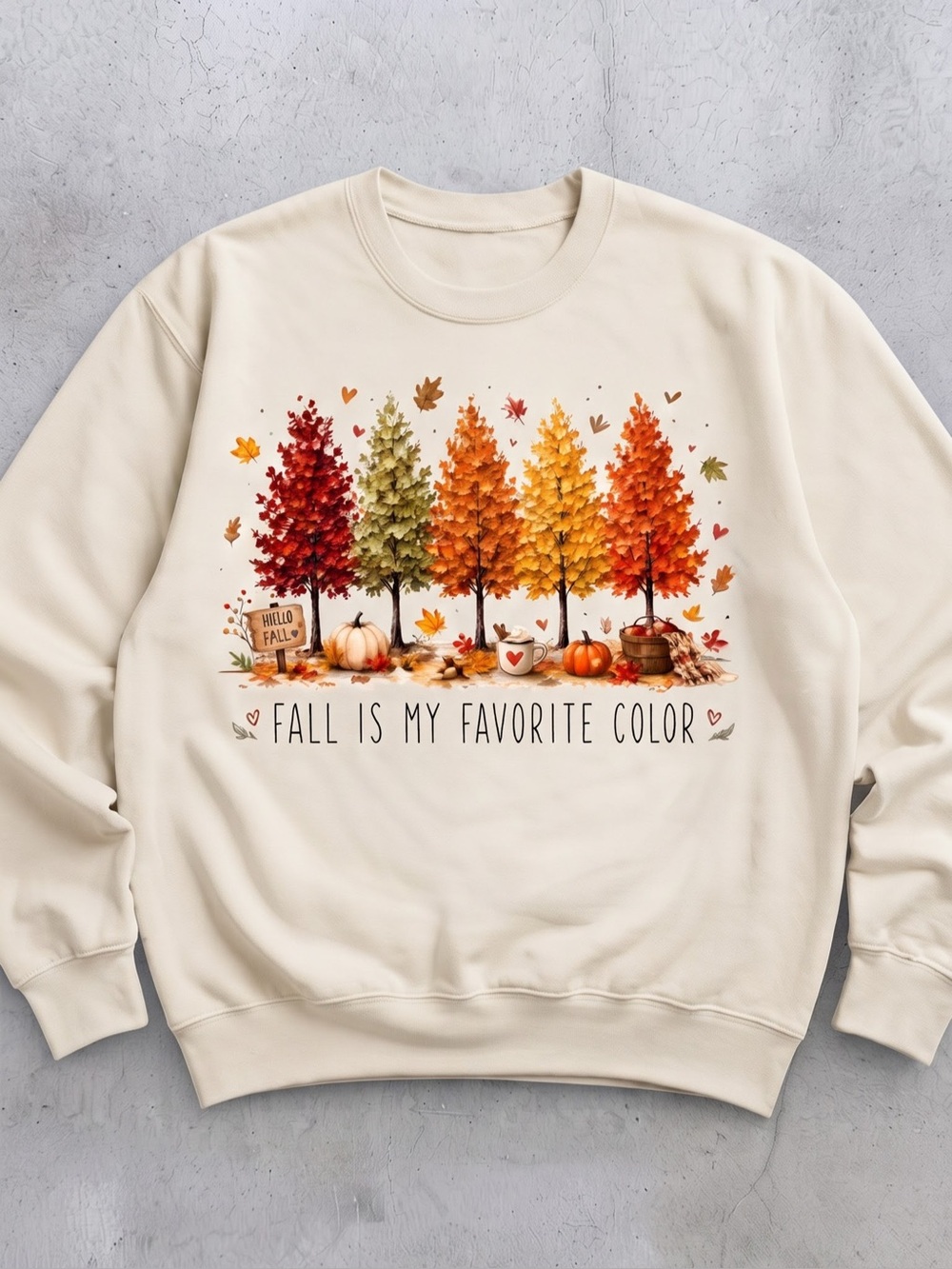 Cream Sweatshirt with Autumn Tree Graphic